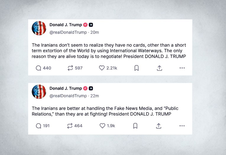 Trump ima dvije nove objave u dvije minute, spominje Iran