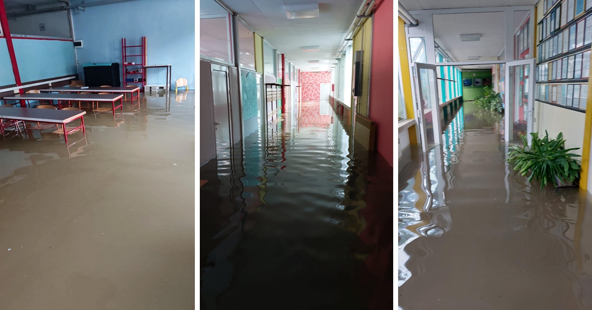 FOTO Voda ušla u srednju školu u Obrovcu, do osnovne se ne može prići
