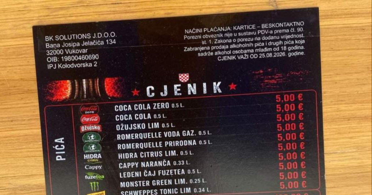 Cijene na Thompsonovu koncertu u Vukovaru: Pivo i voda koštaju pet eura, sendviči 10