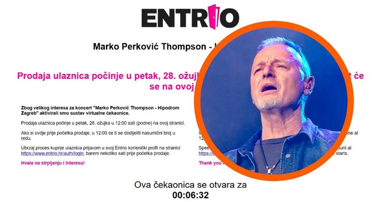 Prodaja ulaznica za Thompsona: Online čekalo i po 50.000 ljudi