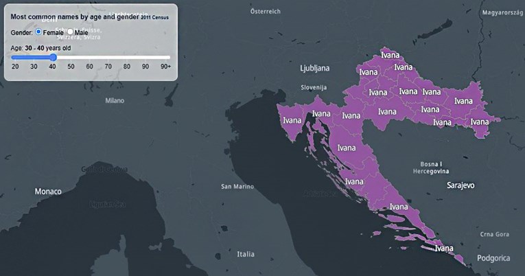 Interaktivna karta: Provjerite koje je najčešće ime vaše generacije u Hrvatskoj