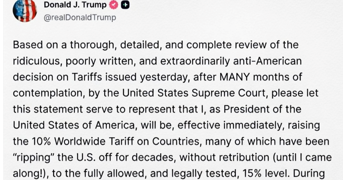 Trump: Dižem globalne carine na 15%