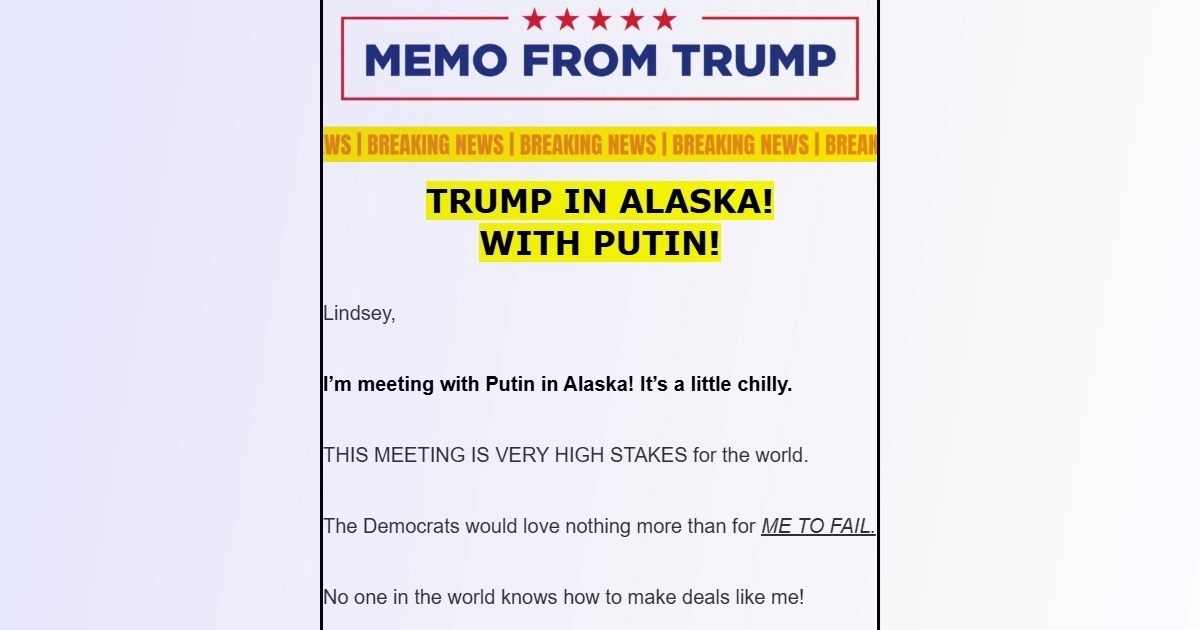 Trump poslao novi mail obožavateljima, traži ih novac: "Bio sam s Putinom na Aljasci"