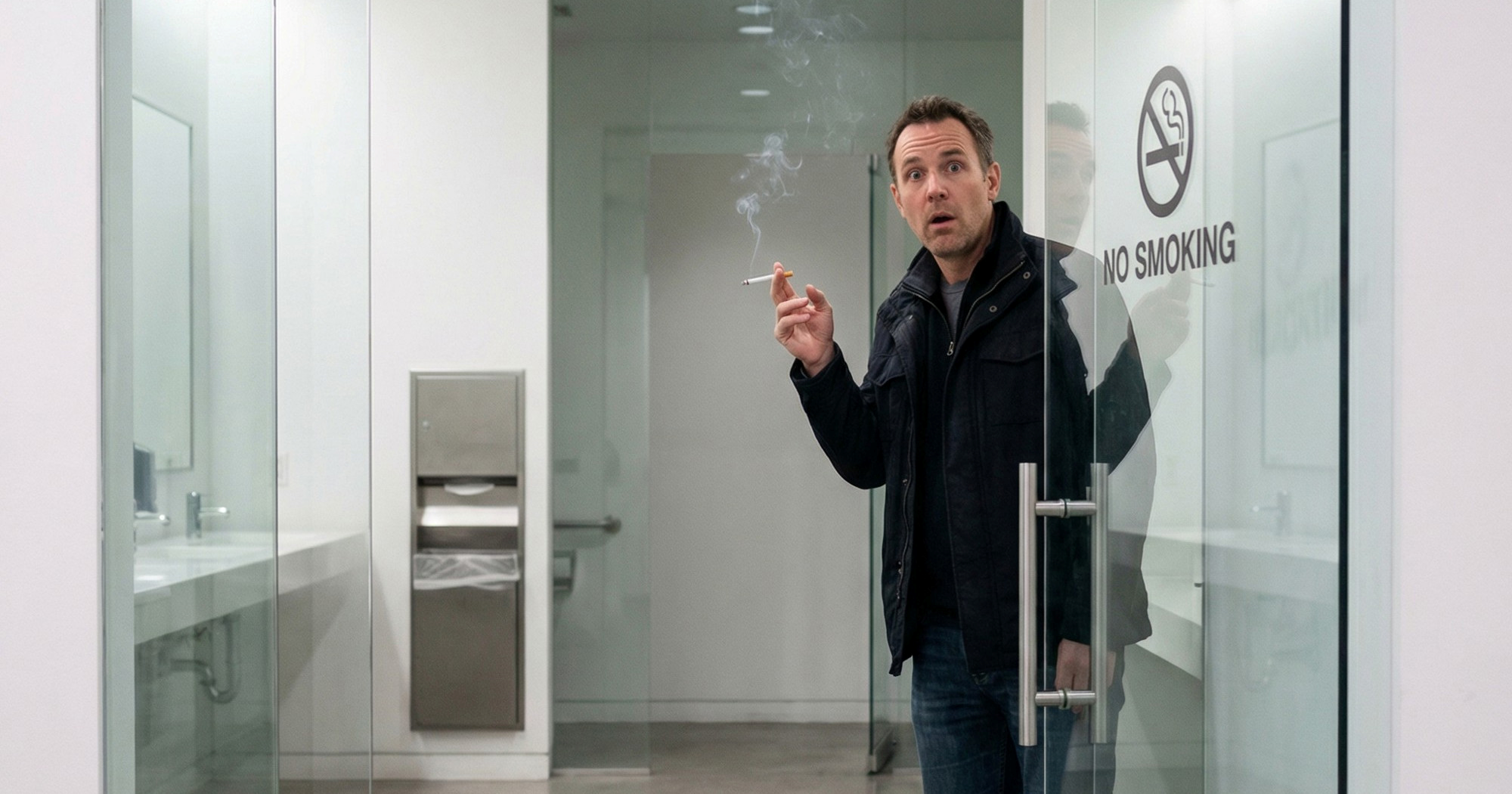 Shopping centar prozirnim staklima u WC-u bori se protiv pušenja