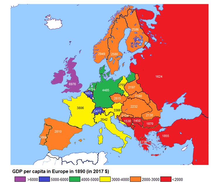 Pogledajte kakav je bio BDP europskih zemalja 1890. a kakav je danas