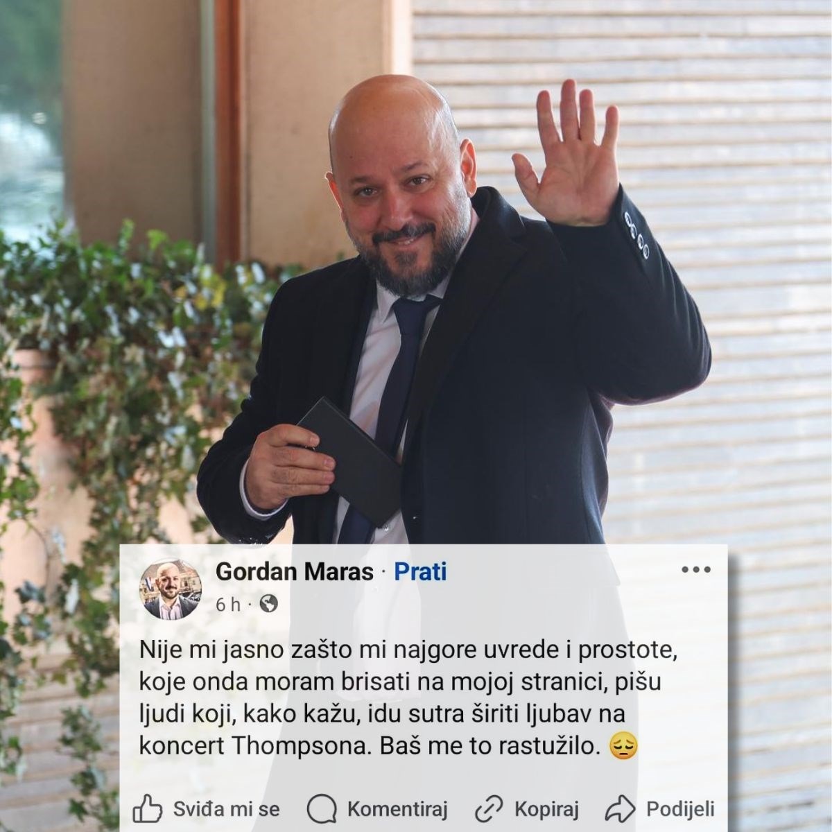 Gordan Maras: Najgore uvrede pišu mi oni koji idu širiti ljubav na koncert Thompsona