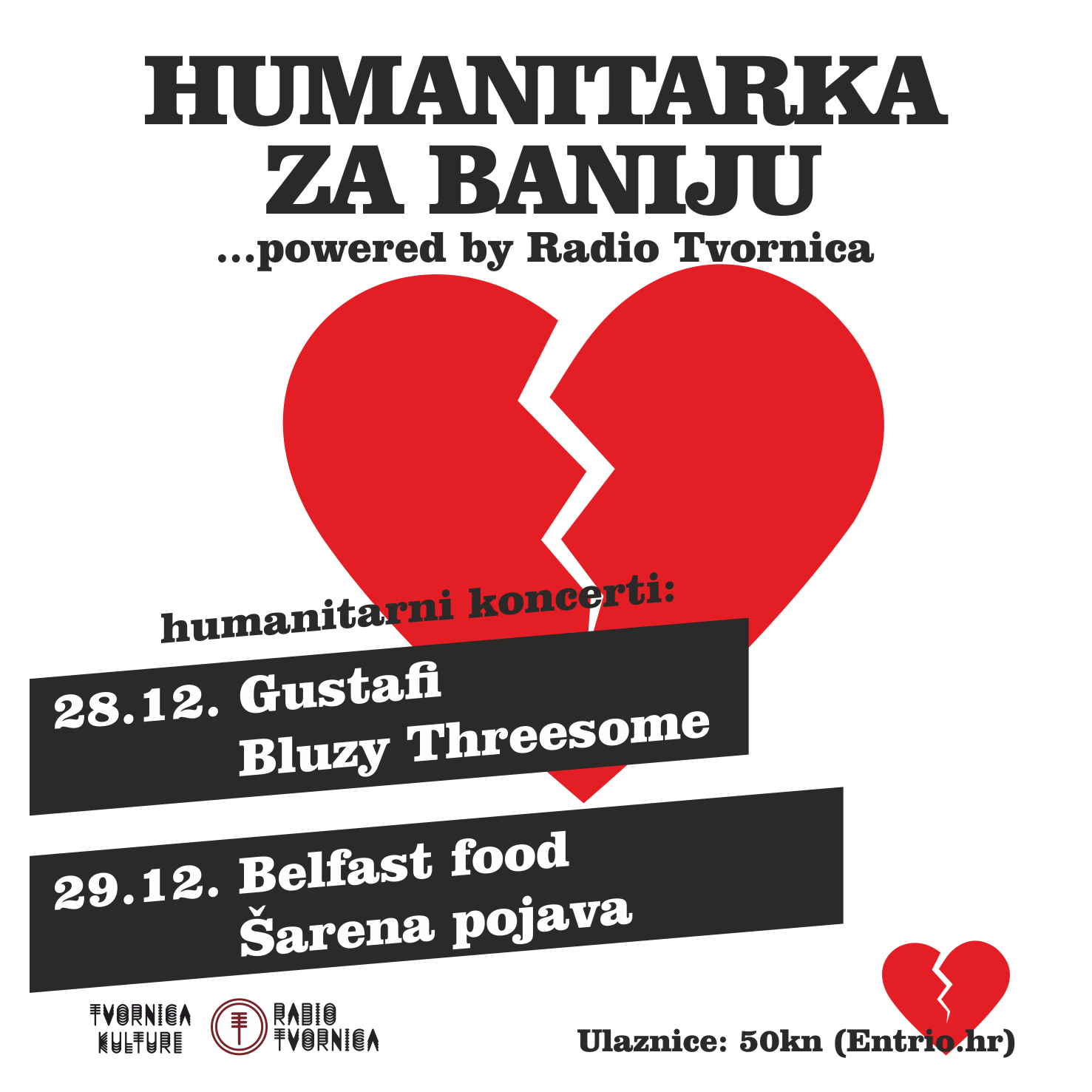 Humanitarka za Baniju u Tvornici kulture - 28. i 29.12.2021.