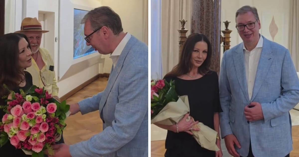 Vučić ugostio Catherine Zetu-Jones. Poklonio joj cvijeće i pozirao s njom