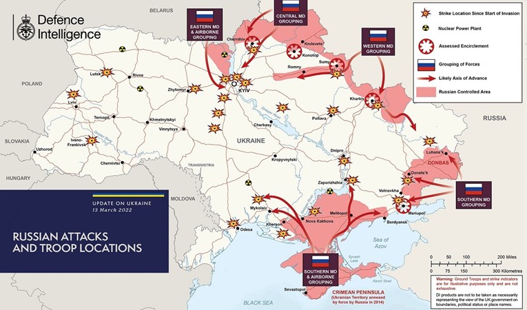 FOTO Britanci objavili novu kartu ruskih napada
