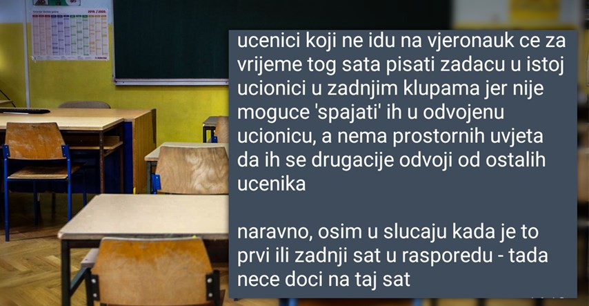 Škola u Zagrebu zbog mjera htjela djecu koja ne idu na vjeronauk držati na vjeronauku