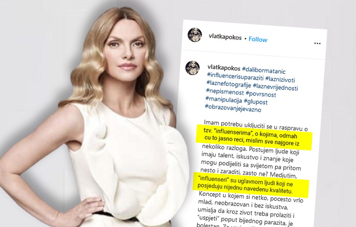 Vlatka Pokos O Influencerima: Bijedni Paraziti, O Njima Mislim Sve ...