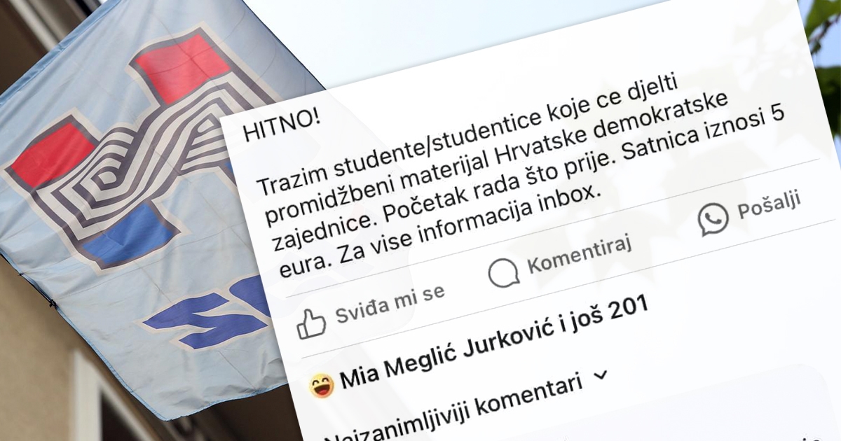 Kruži oglas u kojem HDZ navodno traži studente da dijele letke, satnica nasmijala sve