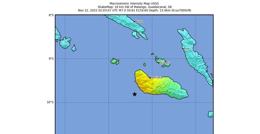 Potres magnitude 7 na Solomonskim Otocima