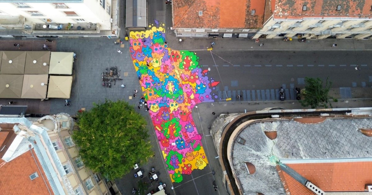 Ovako mural na križanju Masarykove i Preradovićeve izgleda iz zraka