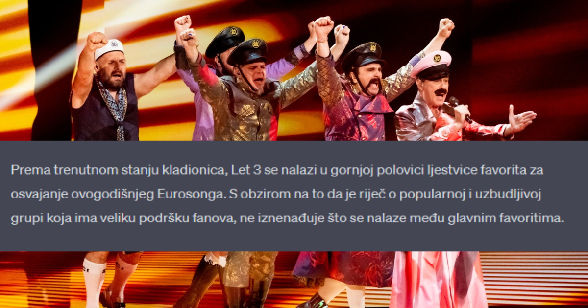 Pitali Smo Umjetnu Inteligenciju Kako će Let 3 Proći U Finalu Eurosonga ...