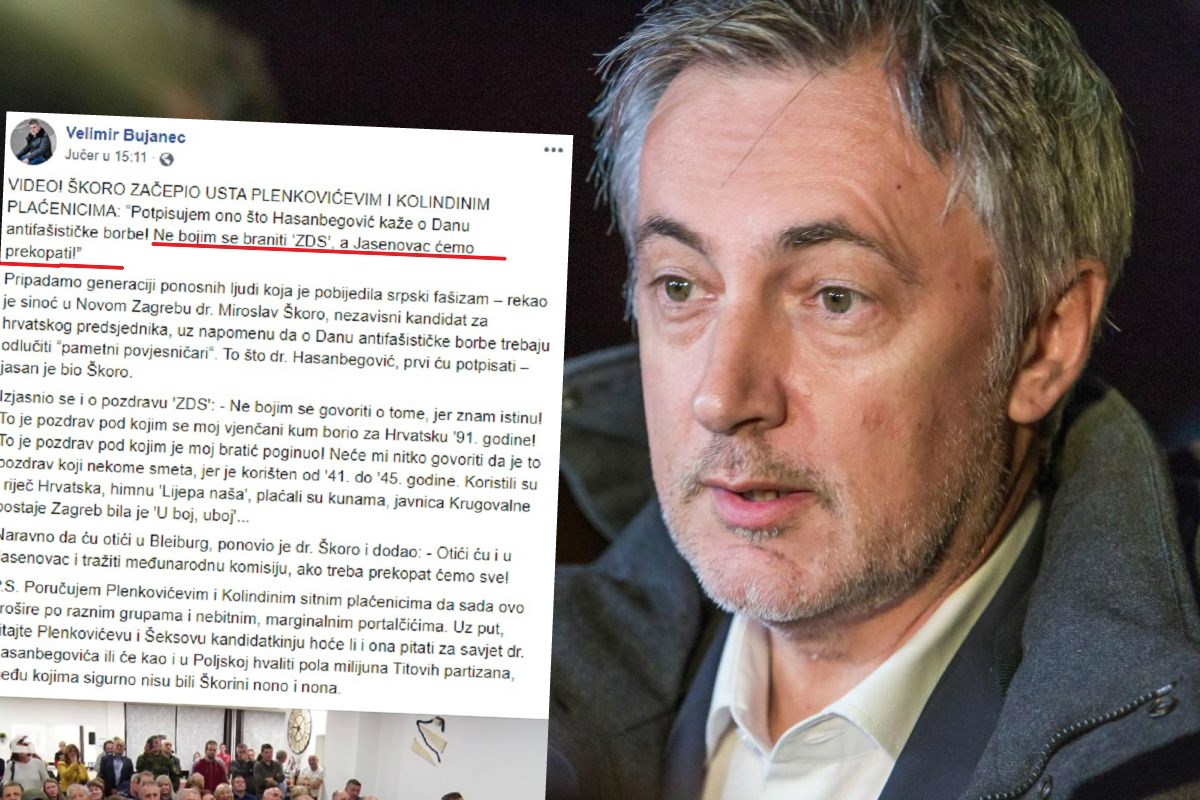 Škoro kaže da je izjava da će prekopati Jasenovac montaža. To je objavio Bujanec
