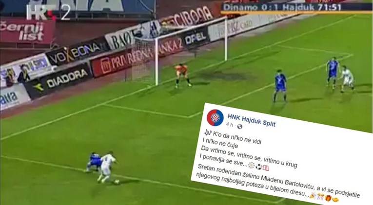 Hajduk čestitao rođendan Bartoloviću videom kultnog poteza: Vrtimo se, vrtimo u krug