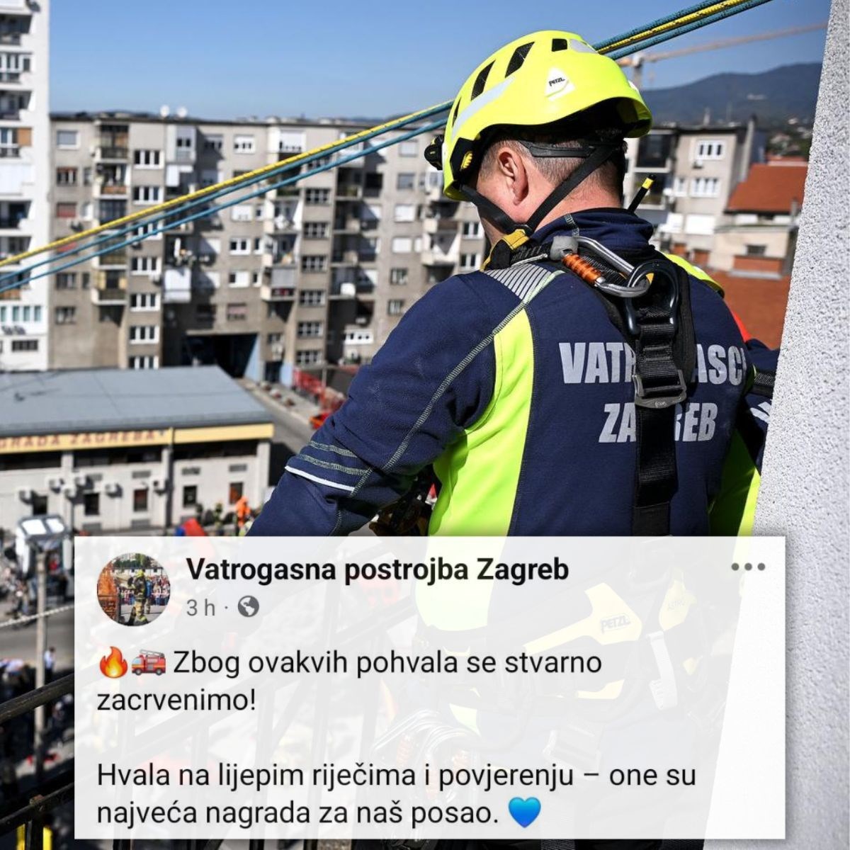 Zagrebački vatrogasci pokazali pohvalu koju su dobili nakon odrađene intervencije