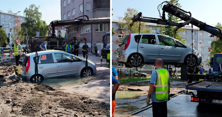 Pukla cijev u Zagrebu, auti upali u rupu punu vode. Pogledajte snimku