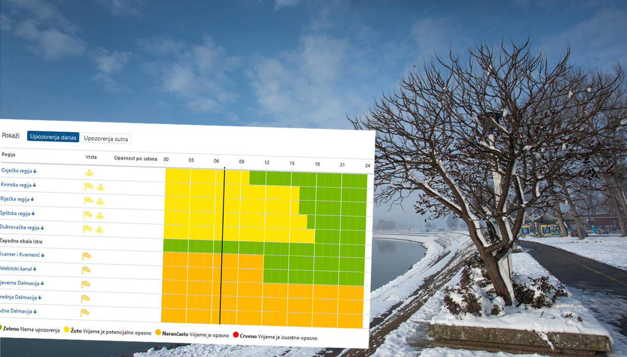 Na kopnu se očekuje snijeg, na jugu zemlje temperatura pada ispod nule