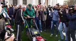 VIDEO Bandić kosio travu kod Džamije, dočekali ga i prosvjednici
