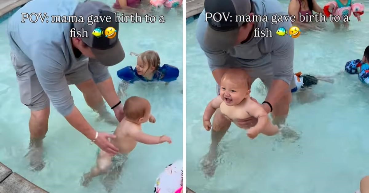 Beba koja obožava vodu uporno pokušava pobjeći tati u bazenu. Prizor nasmijao mnoge