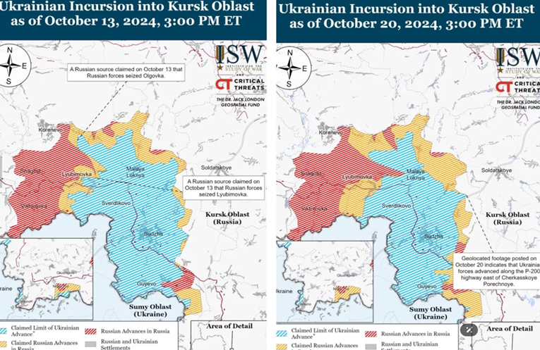 Objavljene karte koje pokazuju napredovanje Rusa u Kursku, Ukrajina gubi teritorij