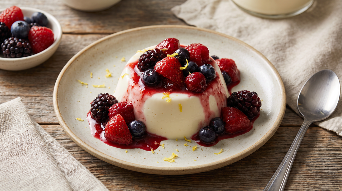 Panna cotta s pečenim bobičastim voćem idealan je desert za svaku prigodu
