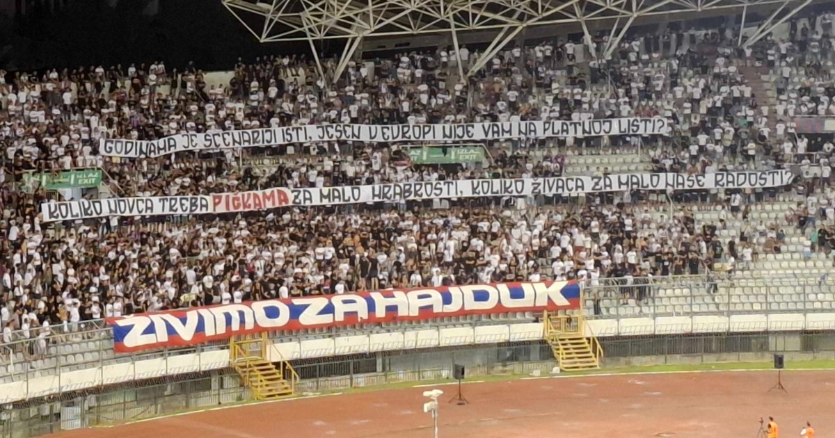 Pogledajte Torcidinu poruku igračima Hajduka nakon europskog debakla