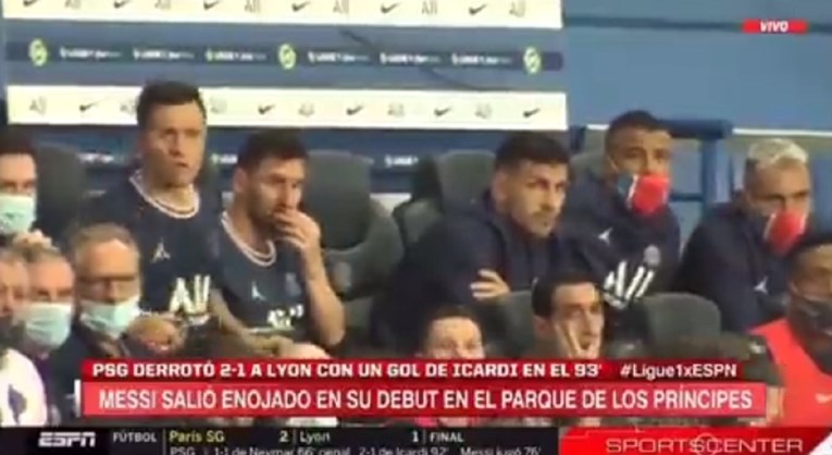 Pogledajte reakciju Messija kad je s klupe gledao kako Icardi zabija za pobjedu PSG-a