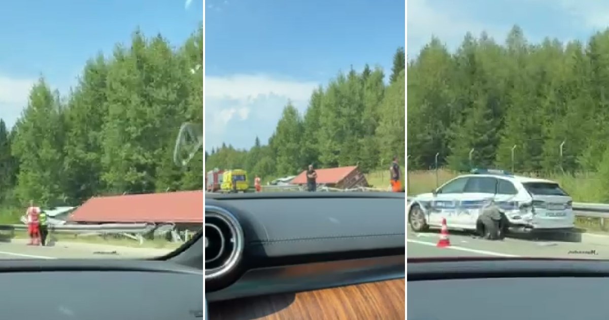 VIDEO Kamion naletio na policijski auto koji je stajao na zaustavnoj traci na A6