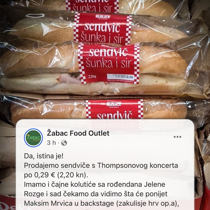 Žabac o sendvičima koje prodaju za 0.29 eura: "Istina je, s Thompsonovog koncerta su"