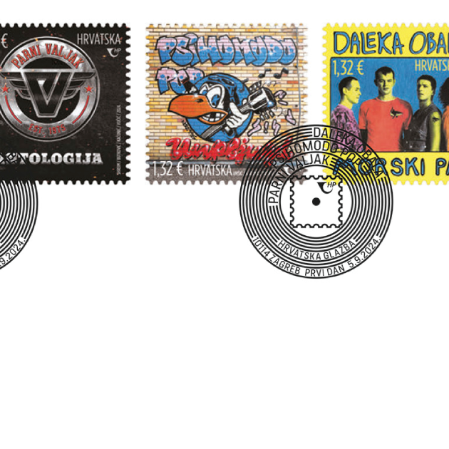 Na novim poštanskim markama nalaze se naslovnice albuma hrvatskih bendova