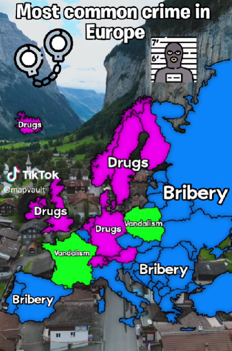 Karta na TikToku privukla pažnju: “Najčešći zločini u Europi”