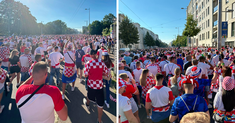 VIDEO Ogromna kolona hrvatskih navijača hoda prema stadionu, pogledajte prizor