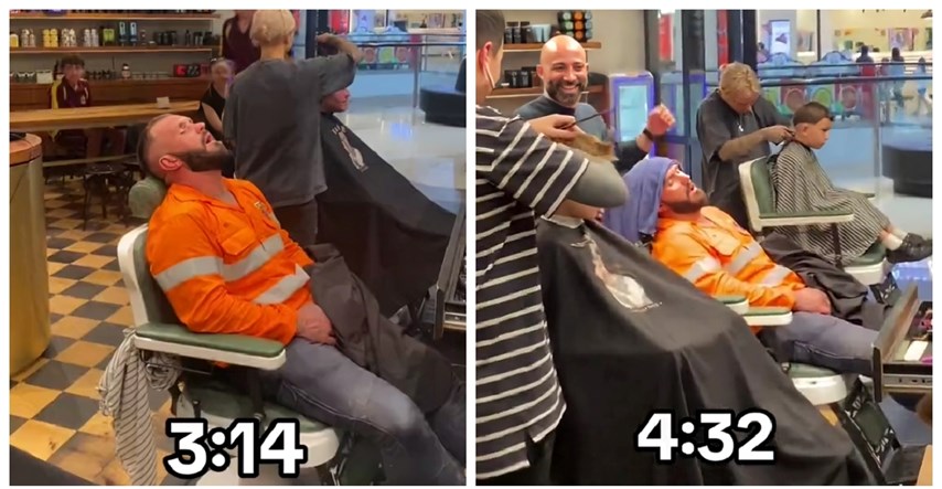 10 mil. pregleda: Tip zaspao usred šišanja u frizerskom salonu, snimka je hit