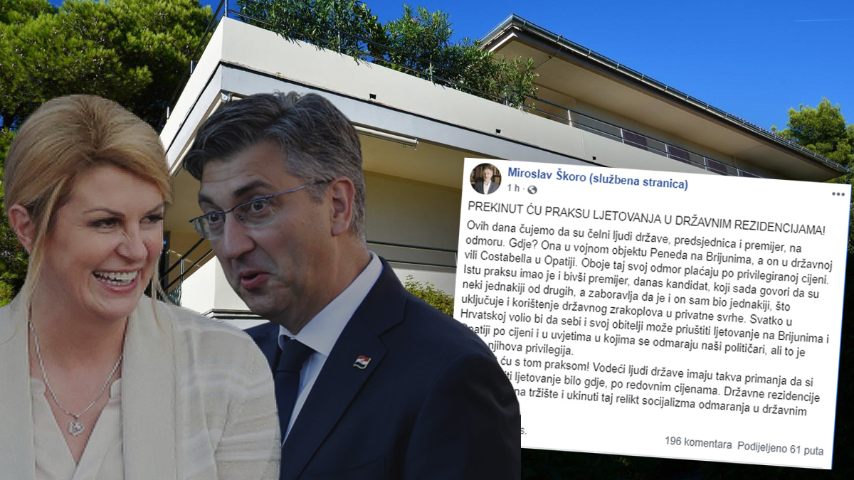 Škoro: Prekinut ću praksu ljetovanja u državnim vilama i dati ih na tržište