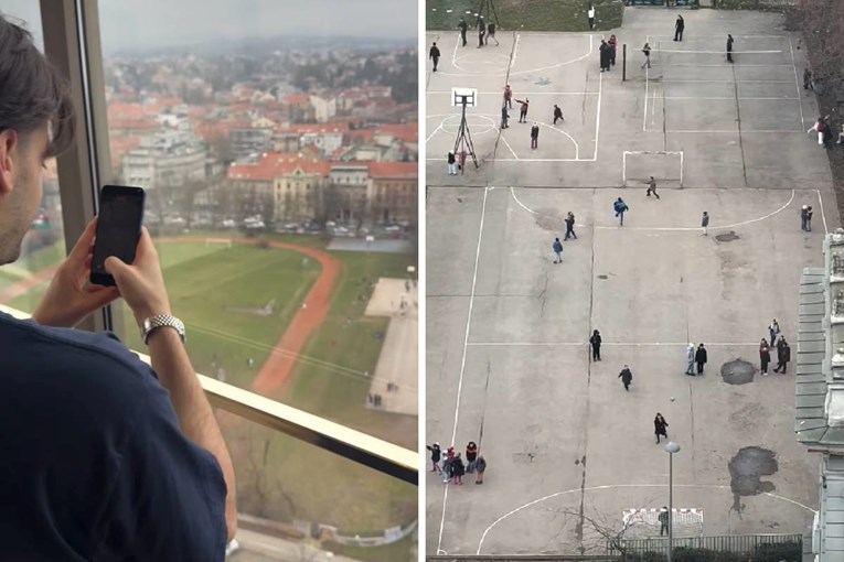 Djeca pred zagrebačkim hotelom u kojem su reprezentativci zaigrala rukomet