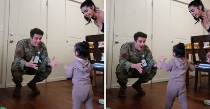 5.9 mil. pregleda: Djevojčica prvi put hodala prema tati vojniku, prizor je dirljiv