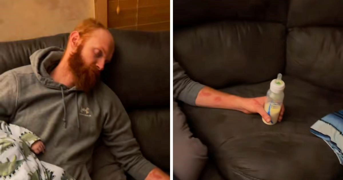 Tata je hranio bebu i zaspao, nezadovoljan izraz bebe nasmijao milijune