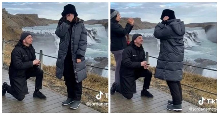 Par snimio svoje zaruke uz vodopad, svi komentiraju turisticu koja je upala u kadar