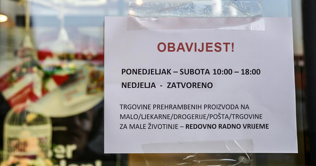 Stupa na snagu zabrana rada nedjeljom. Od ove nedjelje kreće novi režim