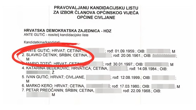 Srbin Četnik na listi HDZ-a
