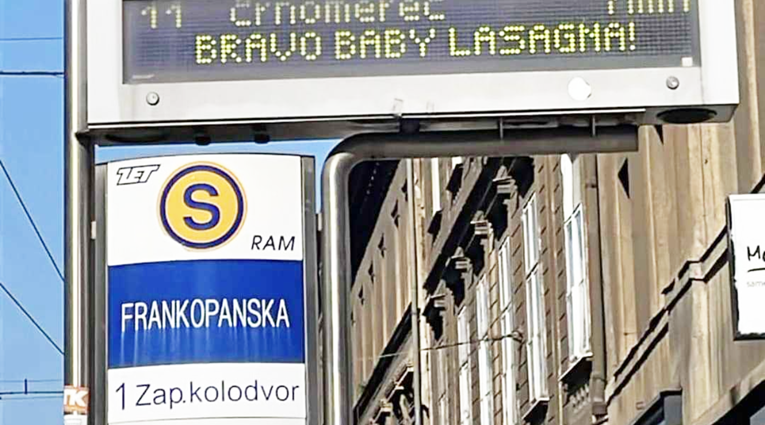 Na ZET-ovim ekranima diljem Zagreba stoji: "Bravo, Baby Lasagna!"