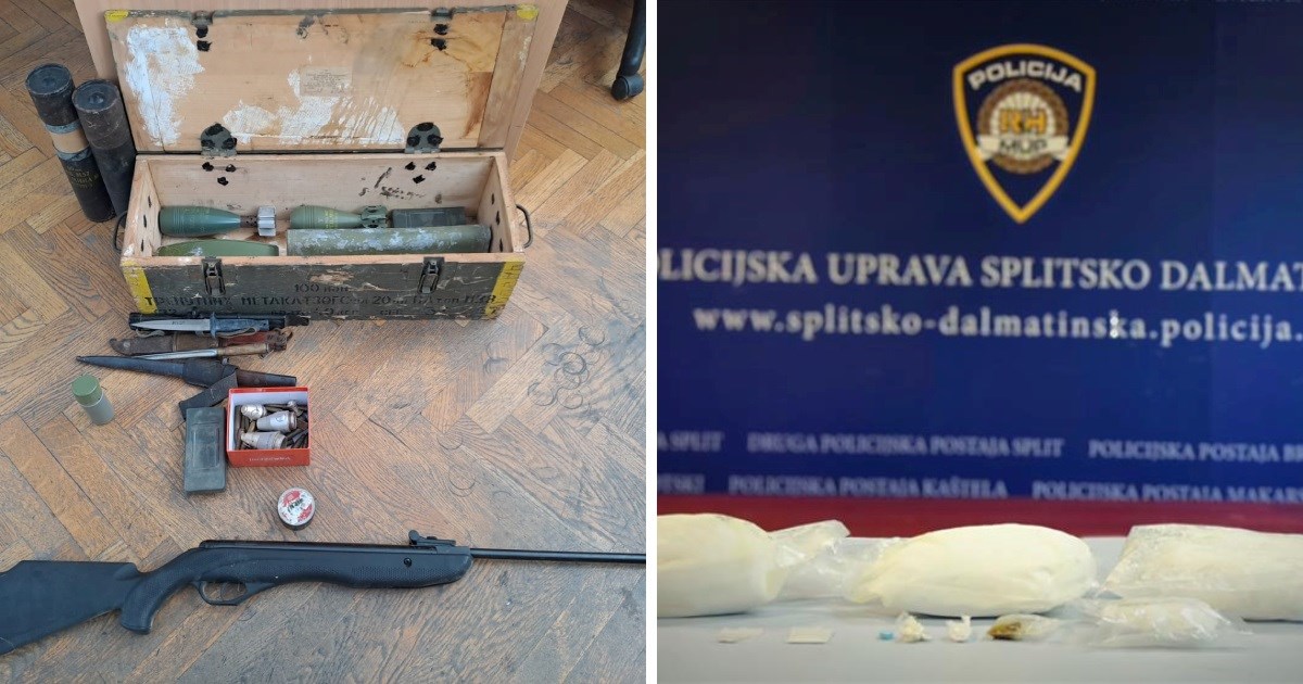 U Okrugu Gornjem zaplijenjeno 3 kilograma droge, u Omišu arsenal oružja