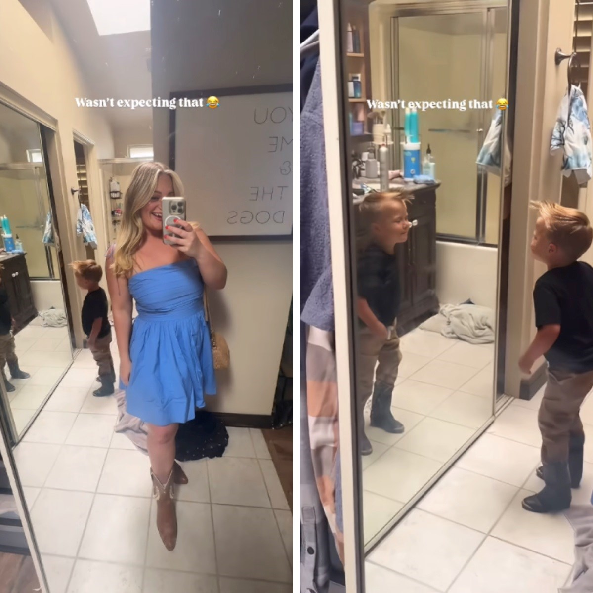 Mama snimala kako se obukla, a onda je u kadar ušao njezin sin i sve nasmijao