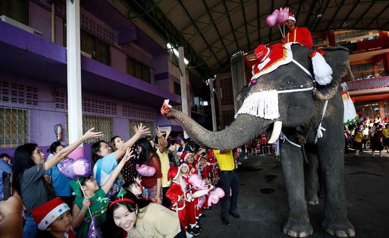 Slonovi Božićnjaci dijelili poklone tajlandskim učenicima