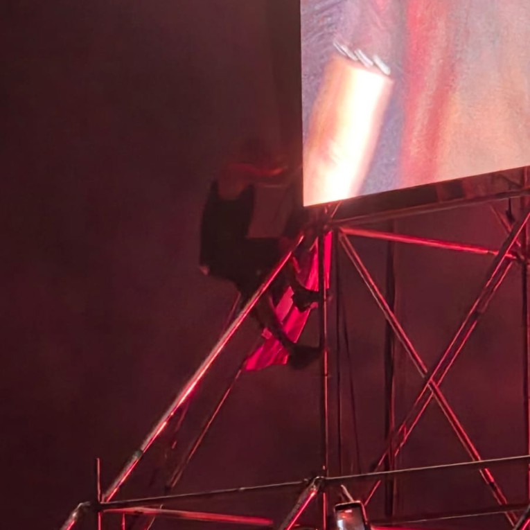 FOTO Tip se popeo na videozid u Vukovaru da bi raširio zastavu