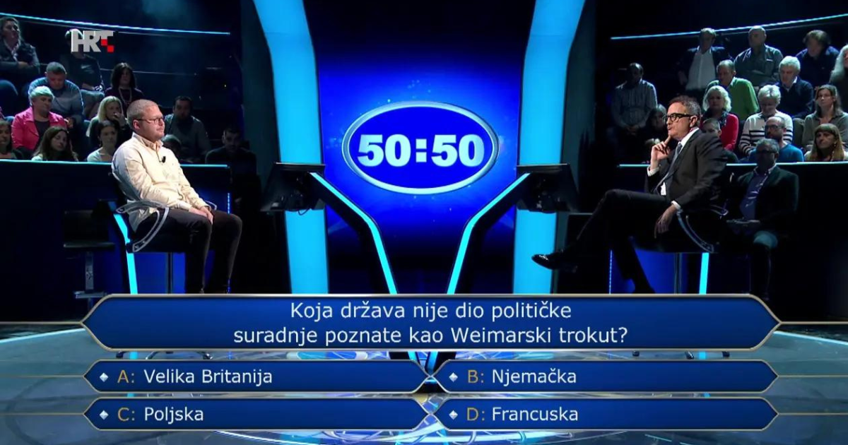 Ivana u Milijunašu zbunilo političko pitanje pa otišao sa 150 €. Znate li vi odgovor?