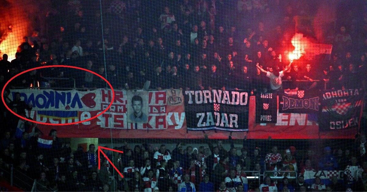 Jeste li primijetili naopačke okrenut hrvatski transparent? To nije slučajno